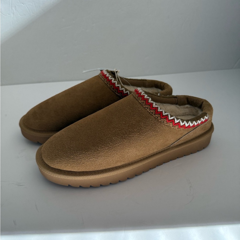 Cozy Keto Tan Genuine Suede Camel Slippers Slipper Clog Shoes for Women